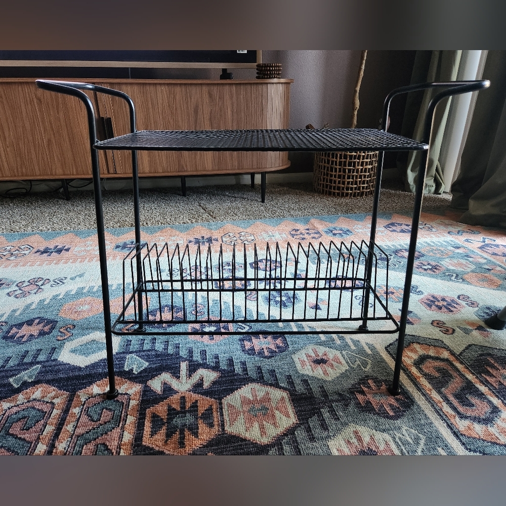 Urban Outfitters Black Metal Record stand with Divider Slots PRICE FIRM